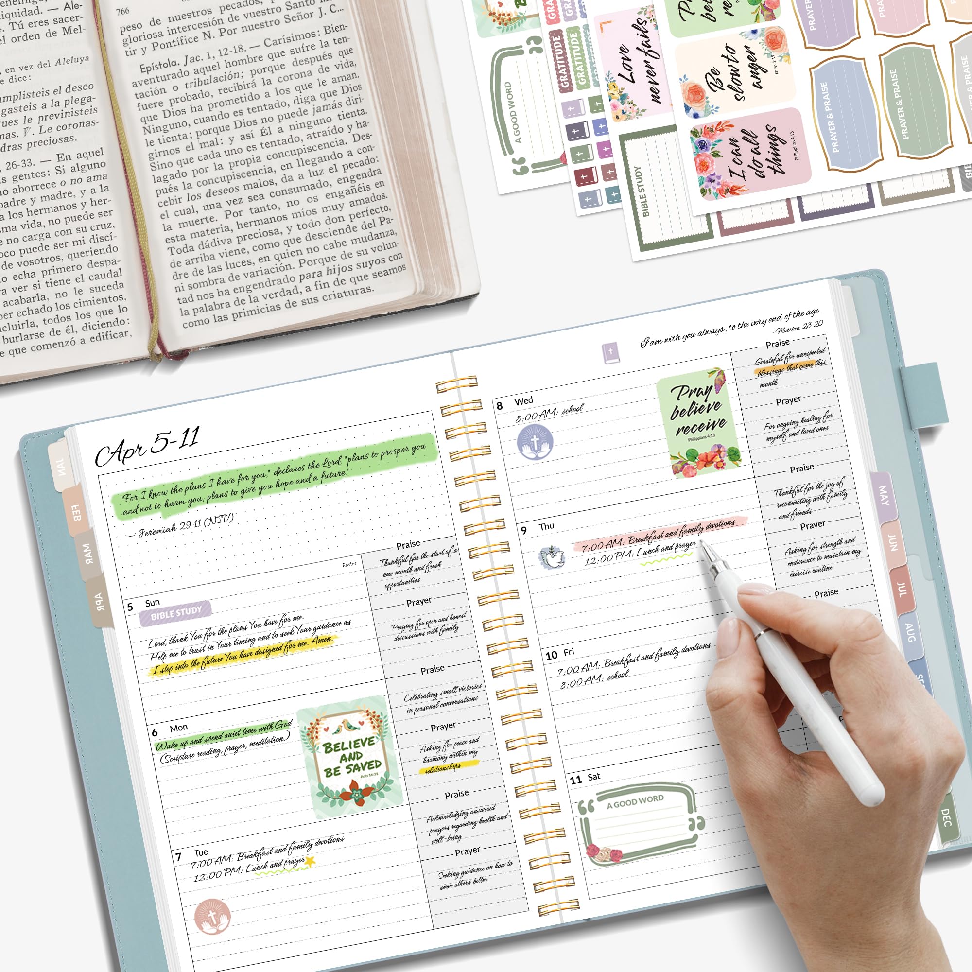 A5, Bible Journal and Prayer Planner(Gray Blue)