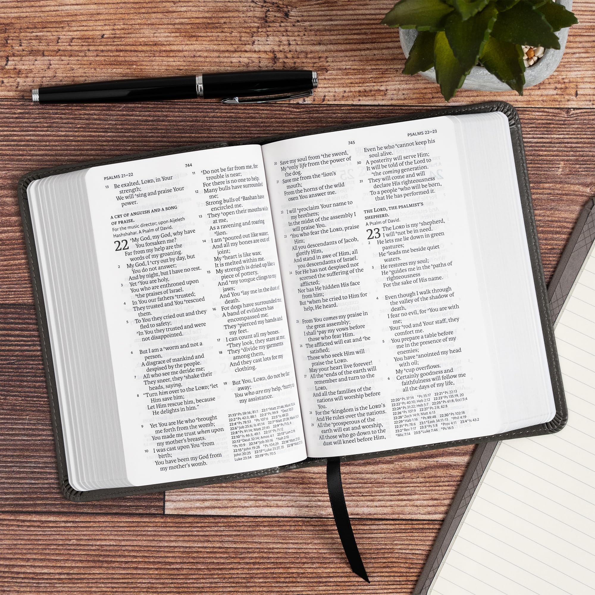 Large Print Bible, Charcoal Leather Touch