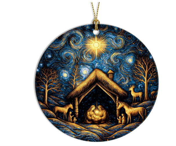 Starry Night Oh Holy Night Christmas Ornament