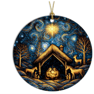 Starry Night Oh Holy Night Christmas Ornament