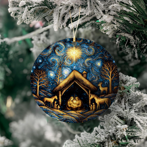 Starry Night Oh Holy Night Christmas Ornament