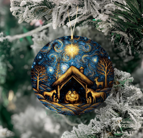 Starry Night Oh Holy Night Christmas Ornament