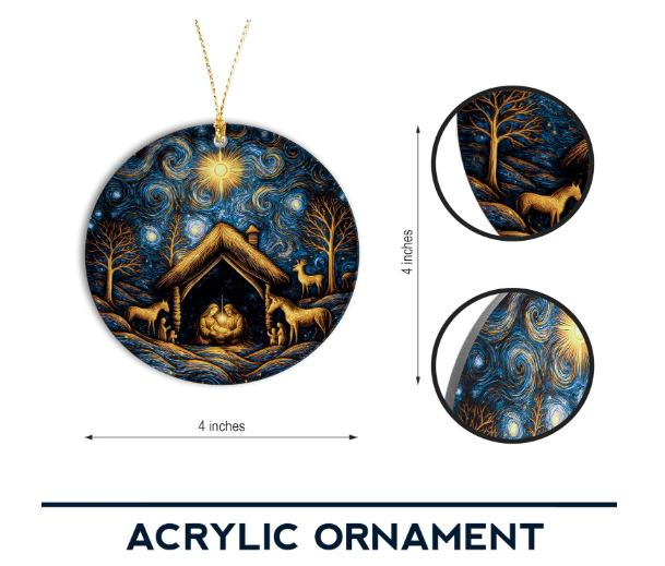 Starry Night Oh Holy Night Christmas Ornament