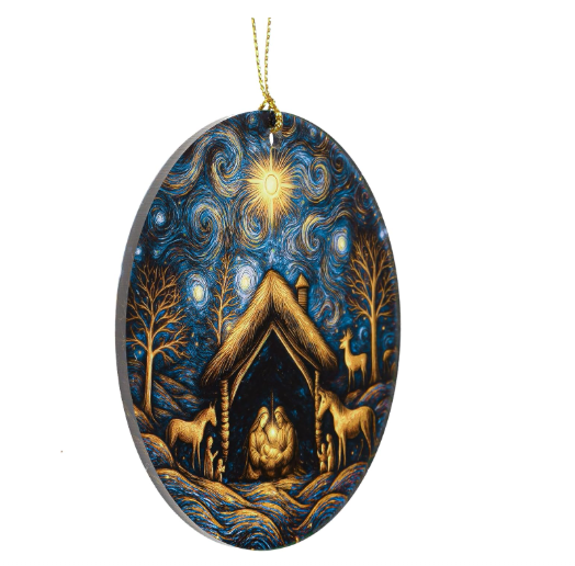 Starry Night Oh Holy Night Christmas Ornament
