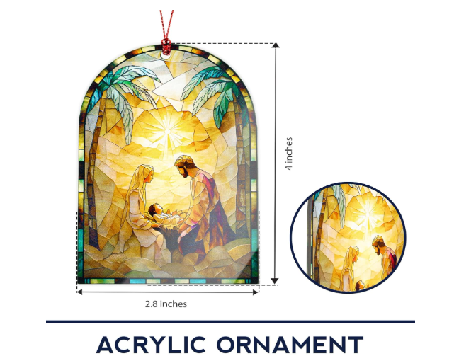 Glowing Holy Family Acrylic Christmas Scene