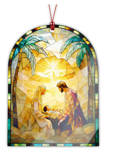 Glowing Holy Family Acrylic Christmas Scene