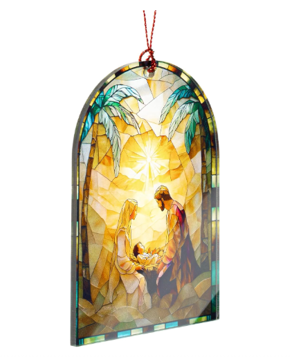 Glowing Holy Family Acrylic Christmas Scene