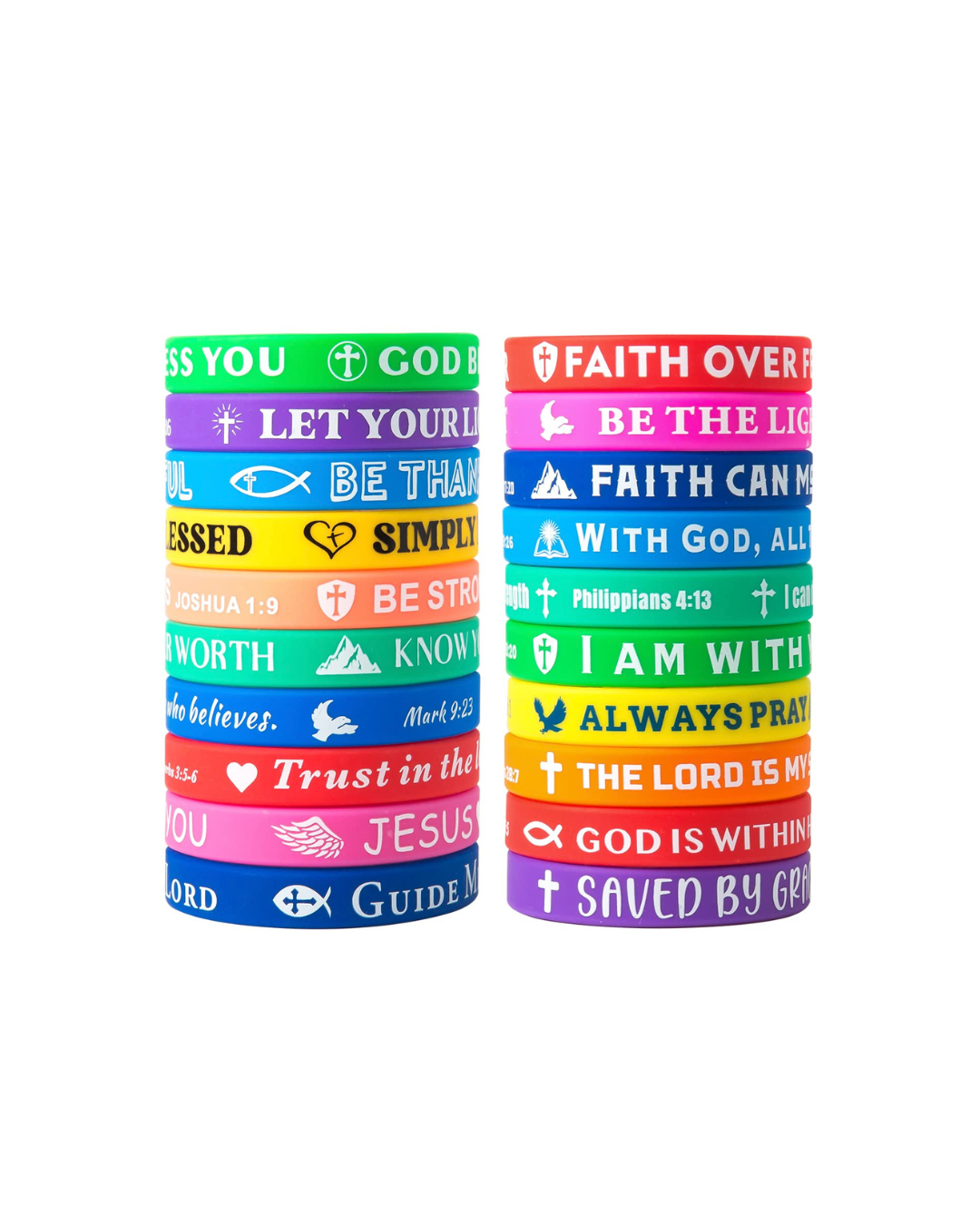 20 Pcs Bulk Silicone Colored Wristbands