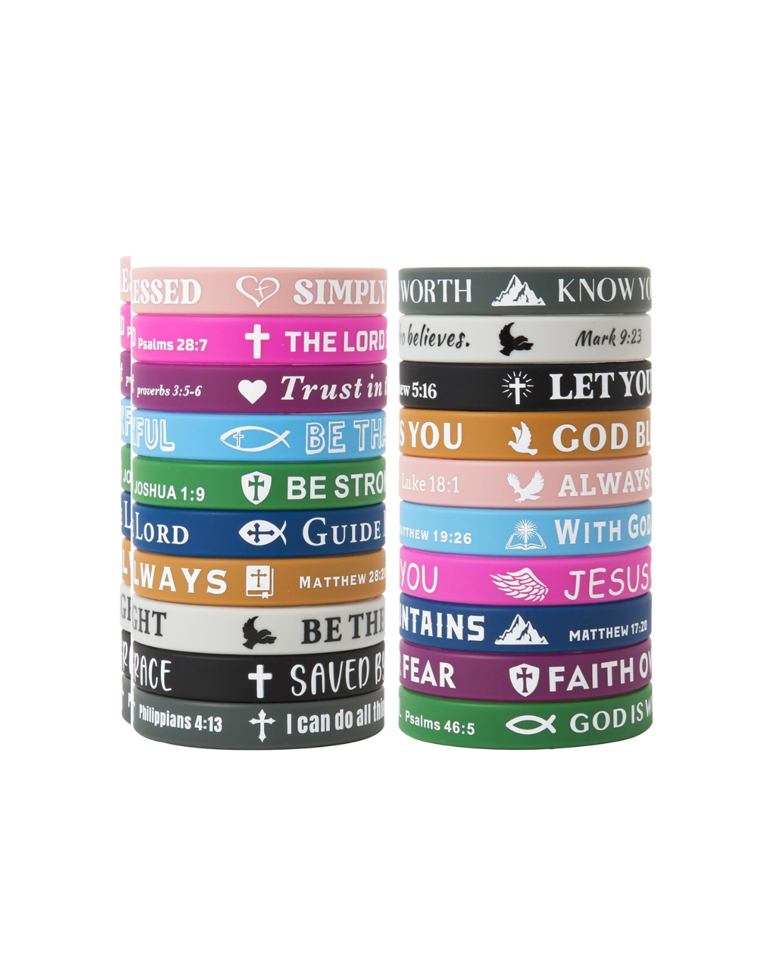 20 Pcs Bulk Silicone Retro Color Wristbands