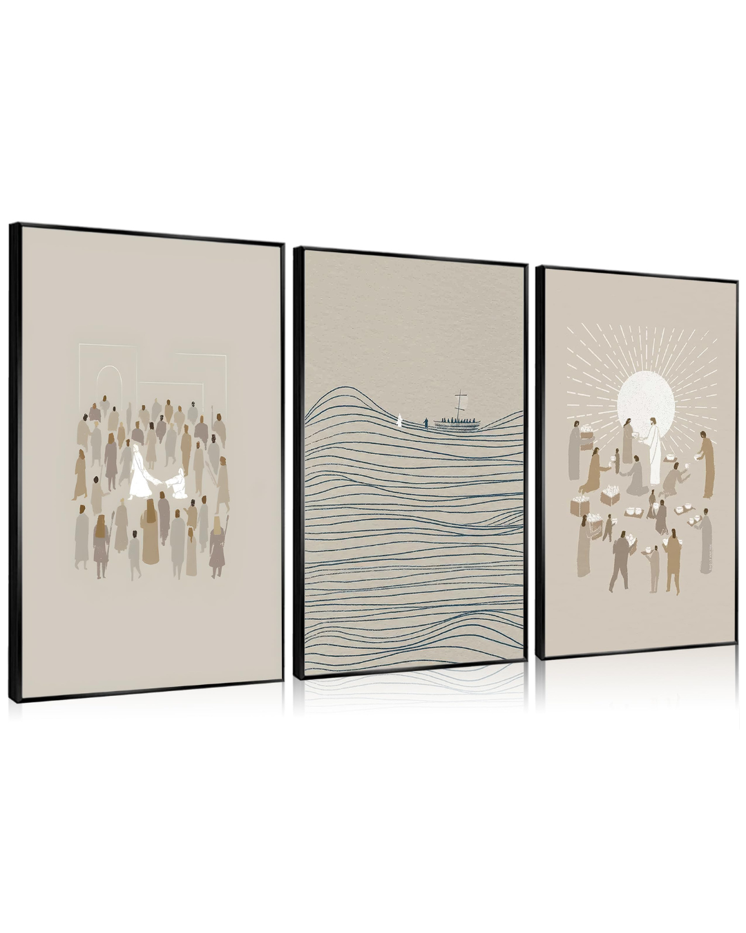 3Pcs abstract Wall Art Modern Minimalist Beige Bible Sketches 16x24In, Unframed