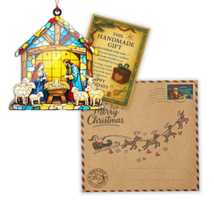 Stained Glass Nativity Suncatcher Ornament