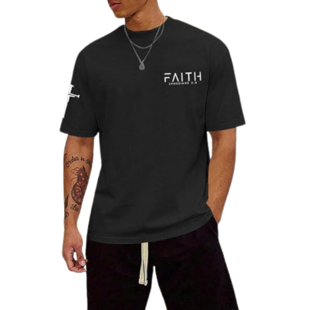 Men Faith Graphic Tee w/ Cross Sleeve