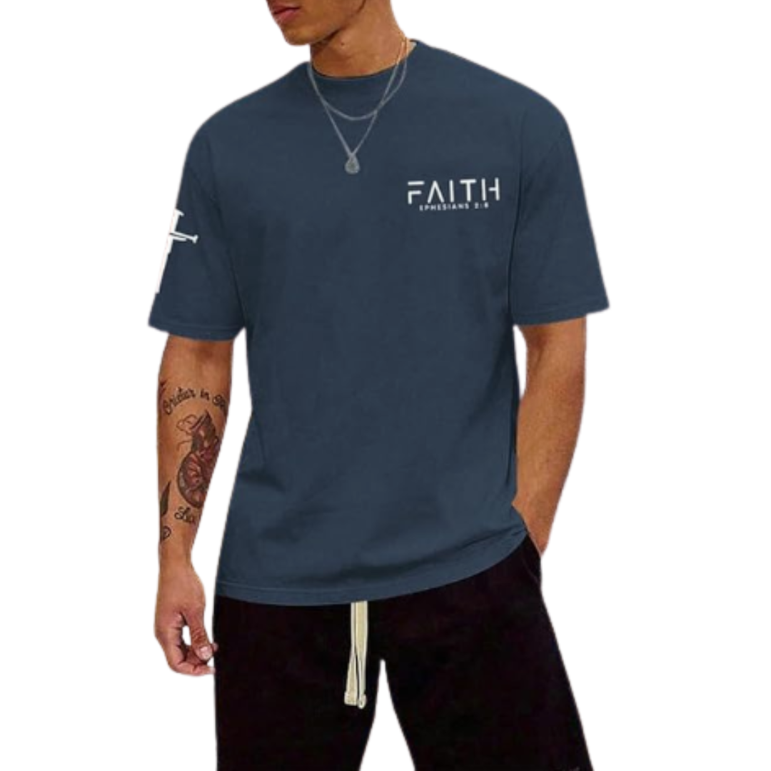Men Faith Graphic Tee w/ Cross Sleeve