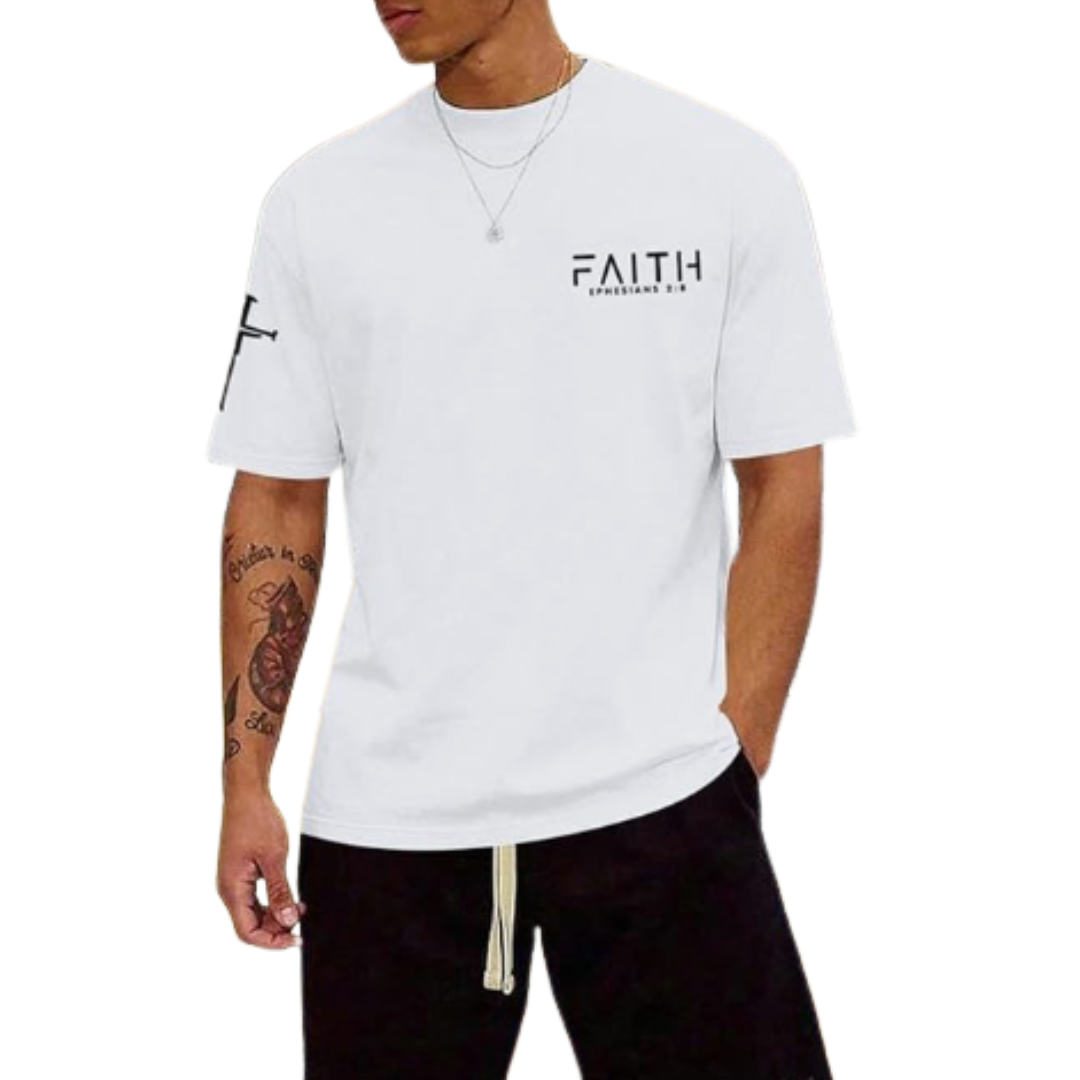Men Faith Graphic Tee w/ Cross Sleeve