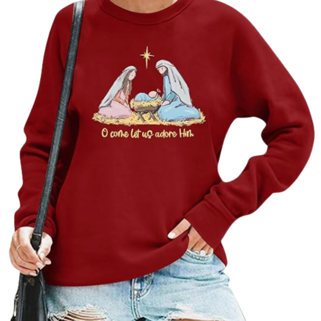 "Oh Come Let Us Adore Him", Faith Graphic Pullover