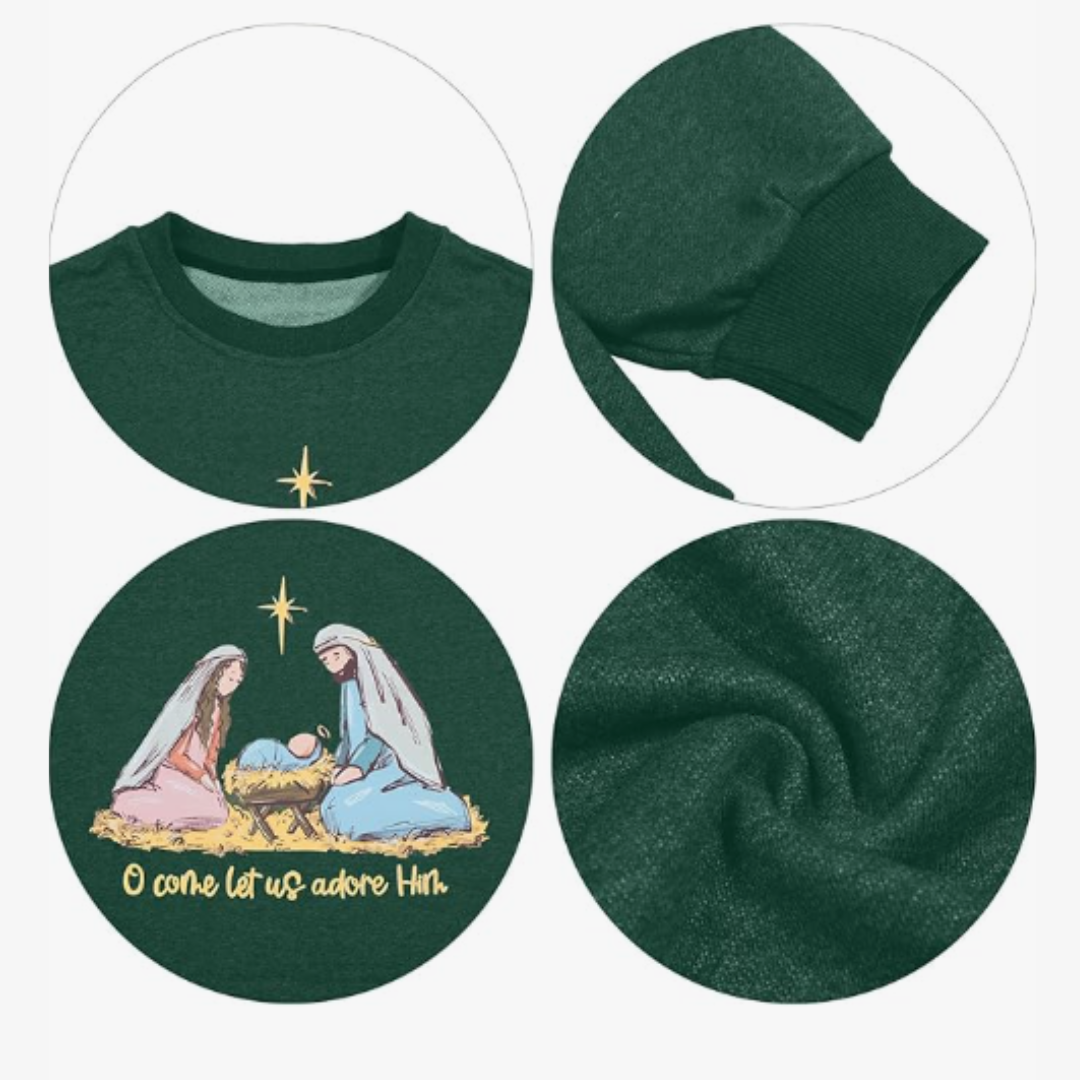 "Oh Come Let Us Adore Him", Faith Graphic Pullover