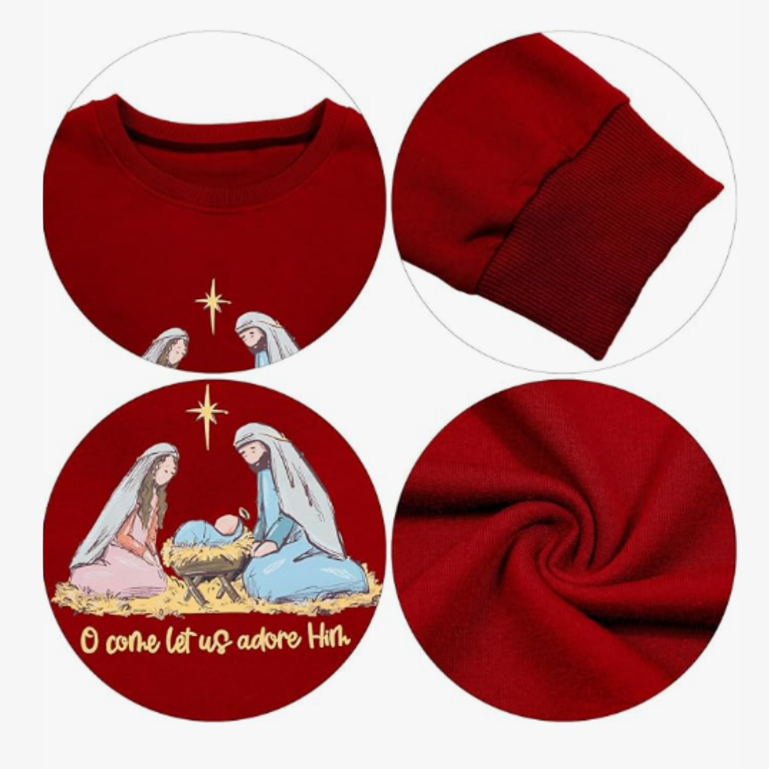 "Oh Come Let Us Adore Him", Faith Graphic Pullover