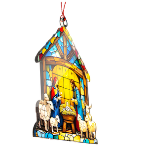 Stained Glass Nativity Suncatcher Ornament