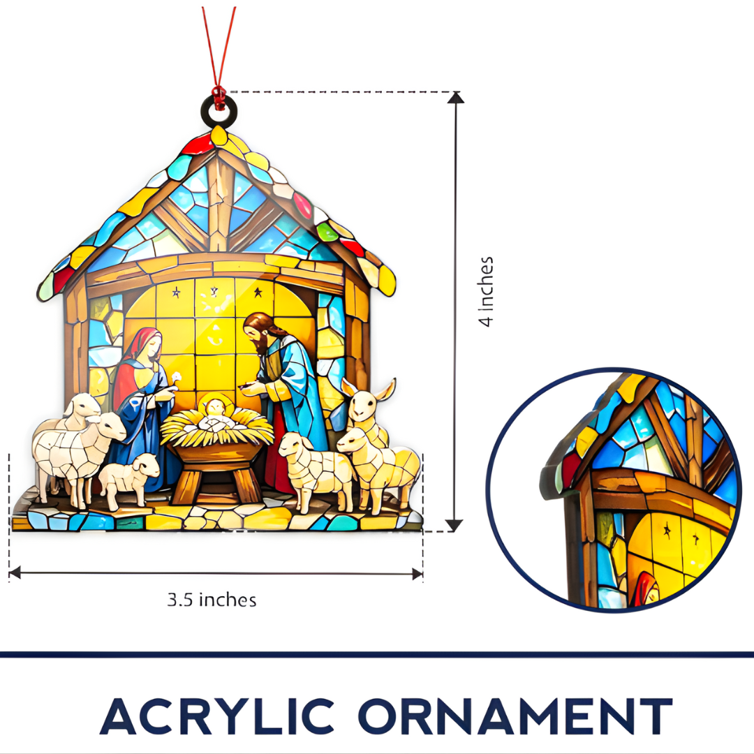 Stained Glass Nativity Suncatcher Ornament
