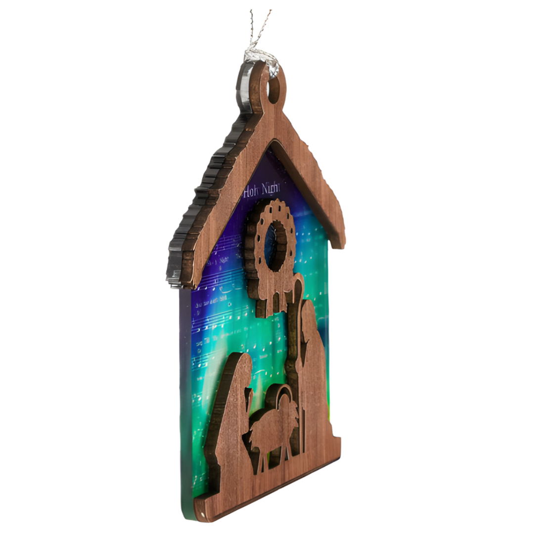 Wood & Acrylic, "O Holy Night" Nativity Ornament