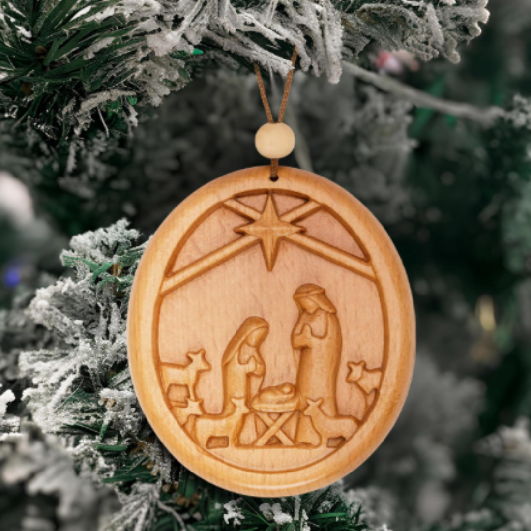 Wood Nativity Ornament