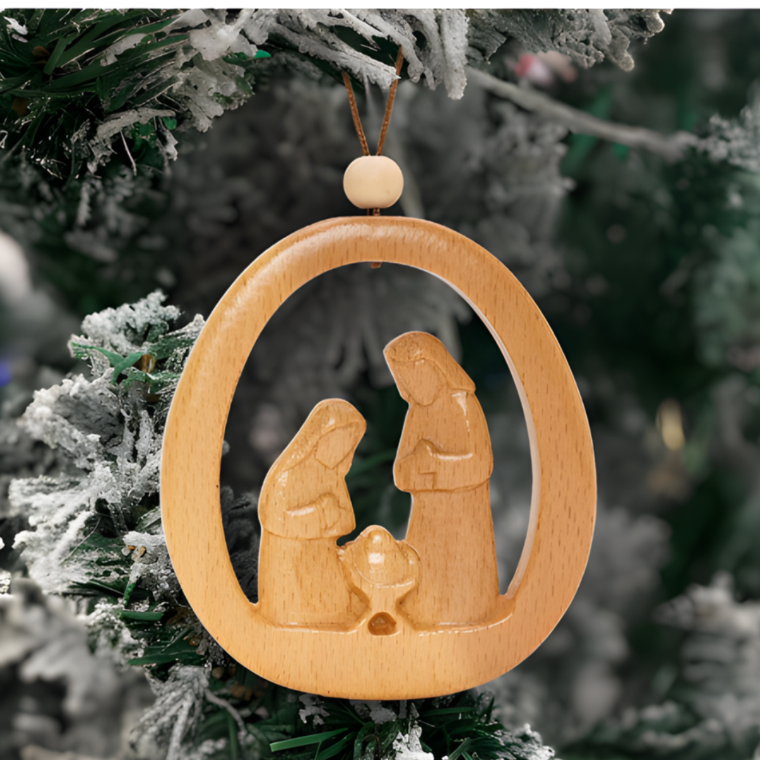 Wood Nativity Ornament