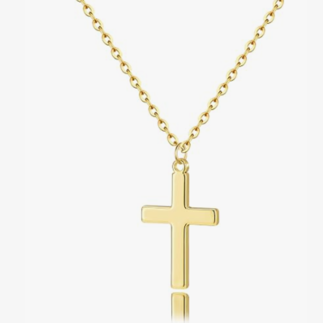 Dainty 14k Gold Cross Necklace, Women