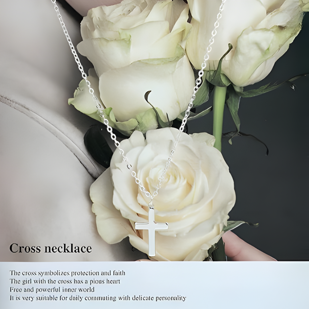 Dainty Silver Cross Necklace, Women