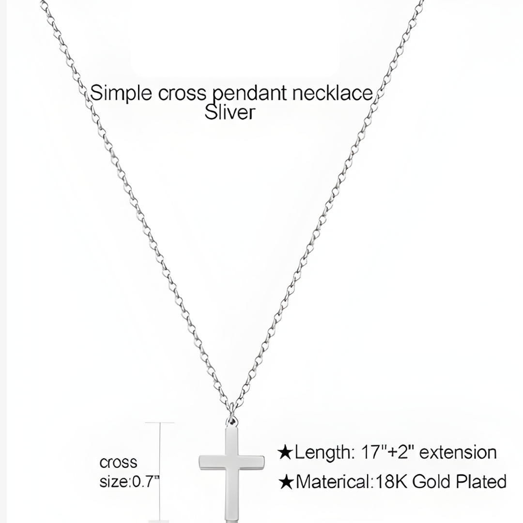 Dainty Silver Cross Necklace, Women