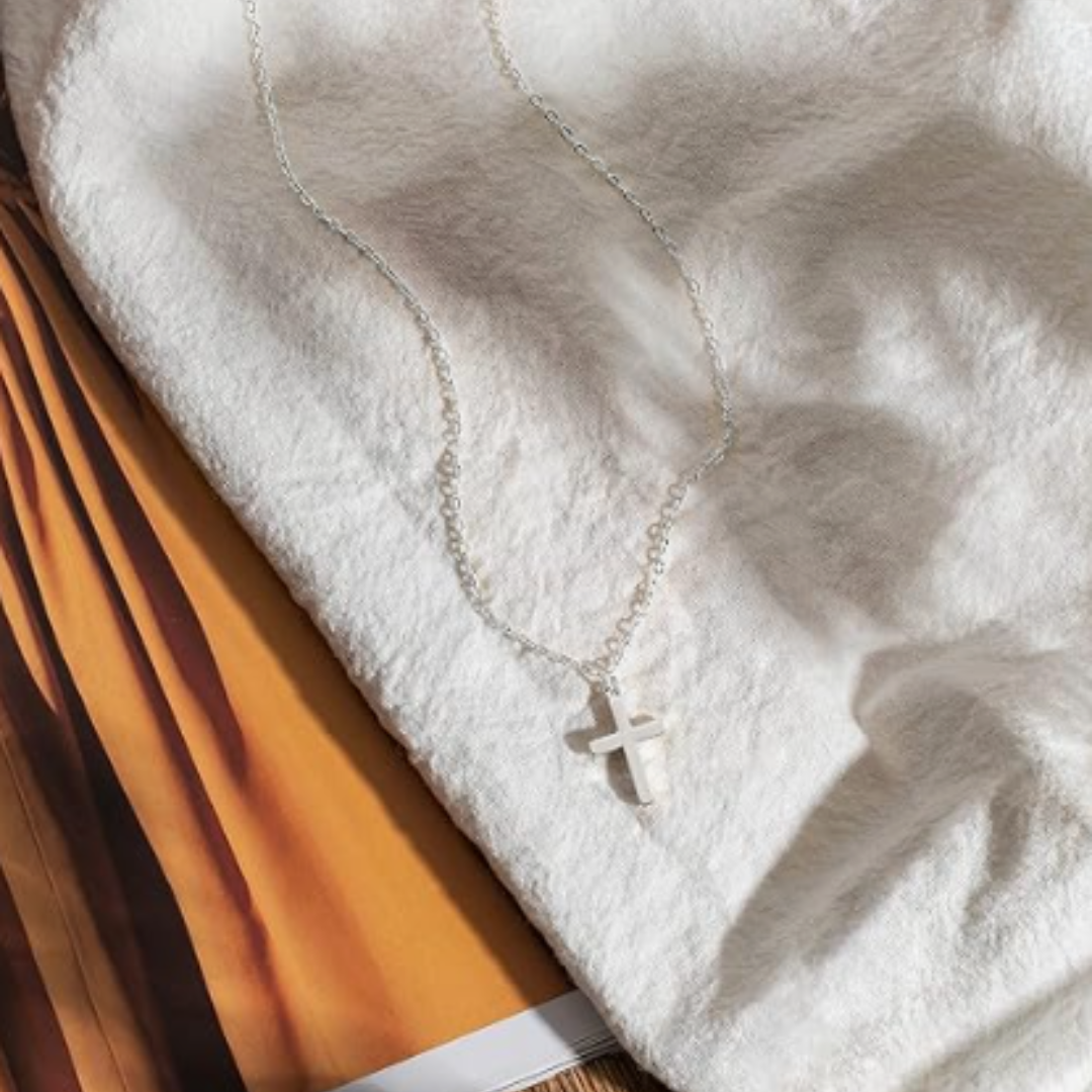 Dainty Silver Cross Necklace, Women