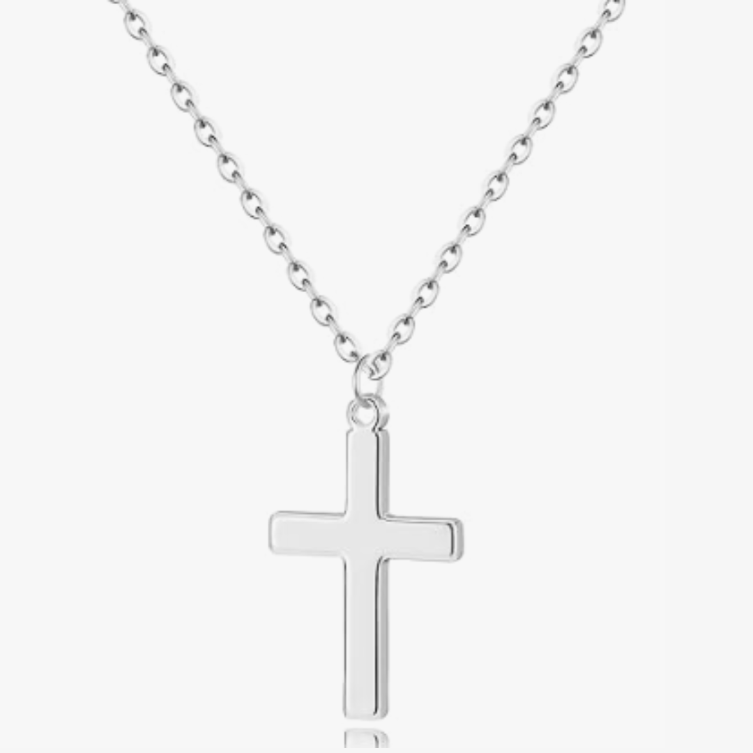 Dainty Silver Cross Necklace, Women