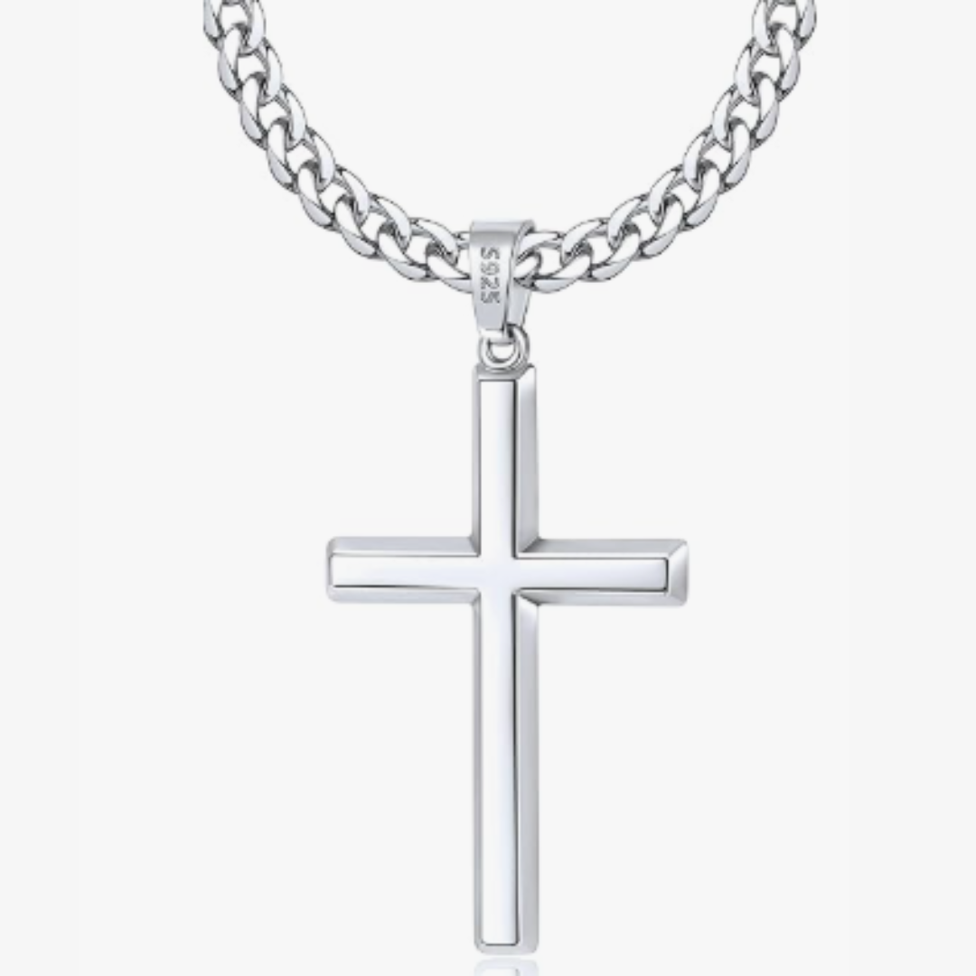 14K Gold Cross Necklace, Men
