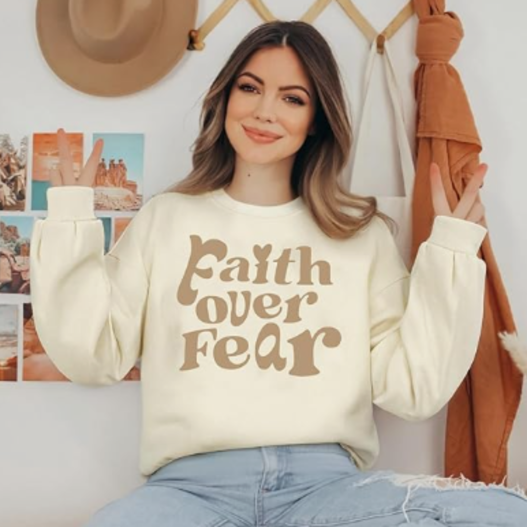 Faith Over Fear, Oversized  Women Sweatshirt