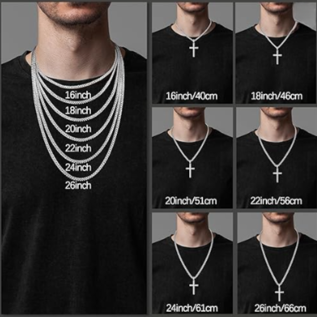 14K Gold Cross Necklace, Men