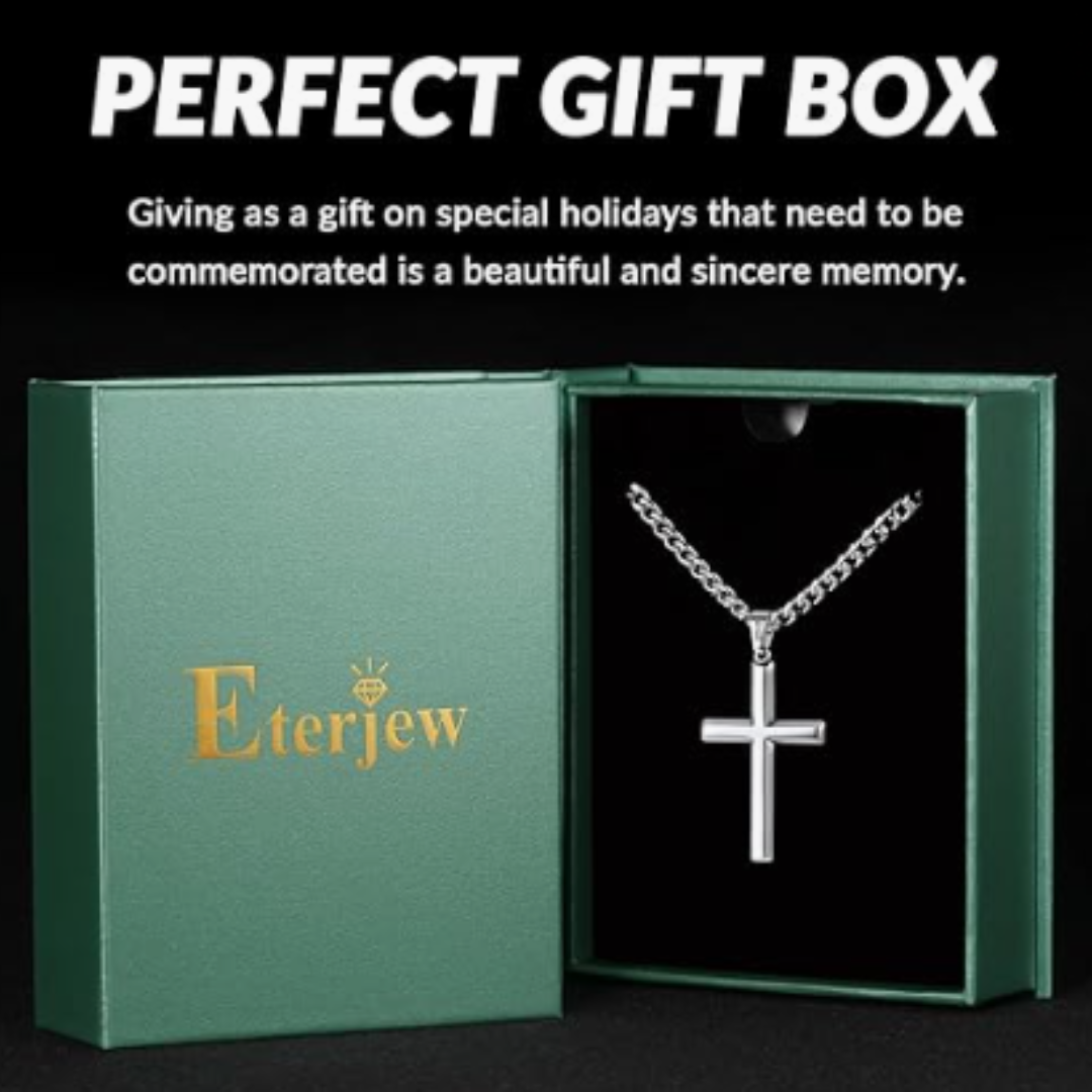 14K Gold Cross Necklace, Men