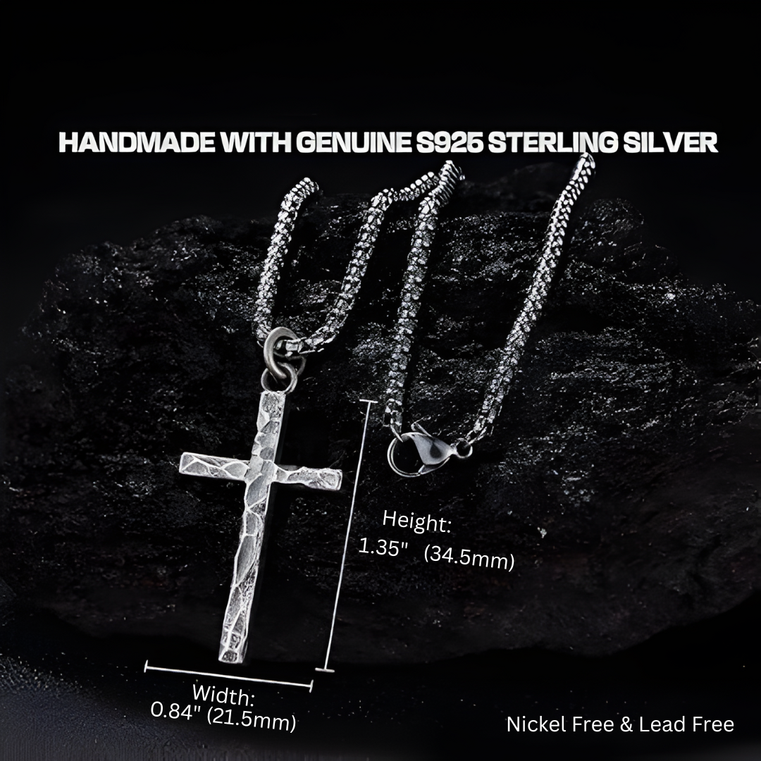 Oxidized 925 Sterling Silver, Men's Cross