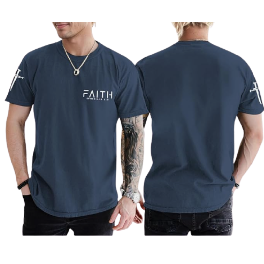 Men Faith Graphic Tee w/ Cross Sleeve