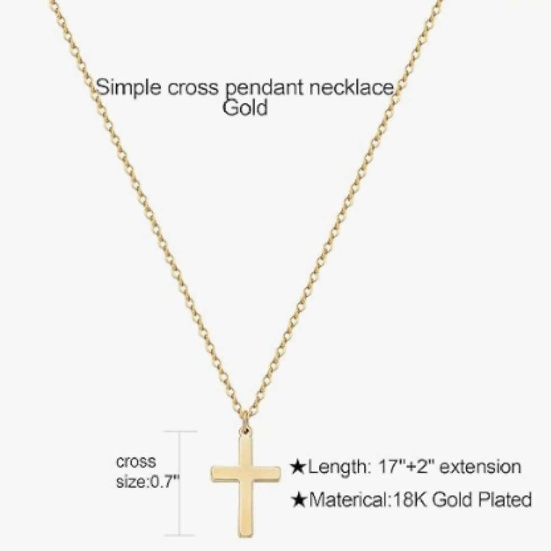 Dainty 14k Gold Cross Necklace, Women