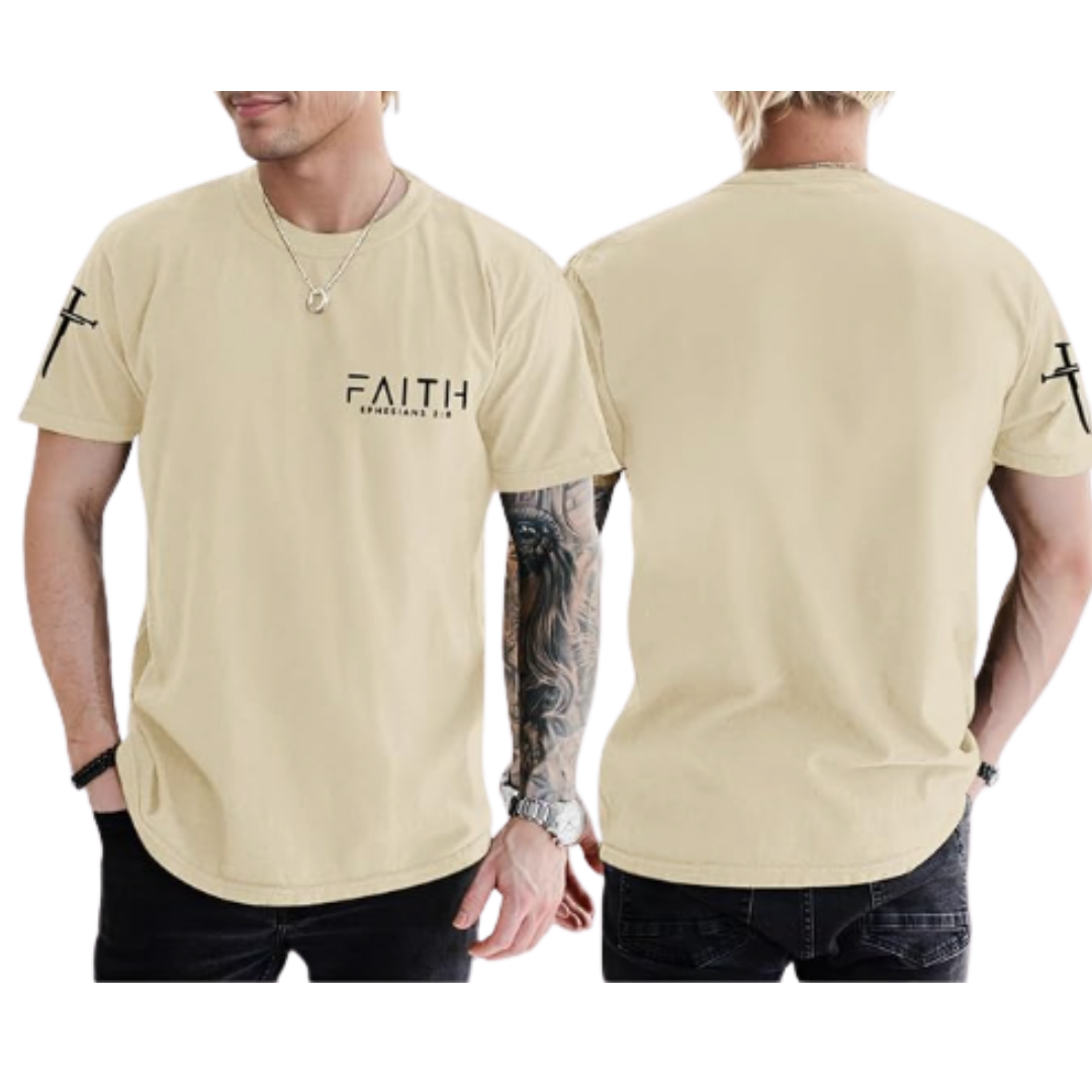 Men Faith Graphic Tee w/ Cross Sleeve