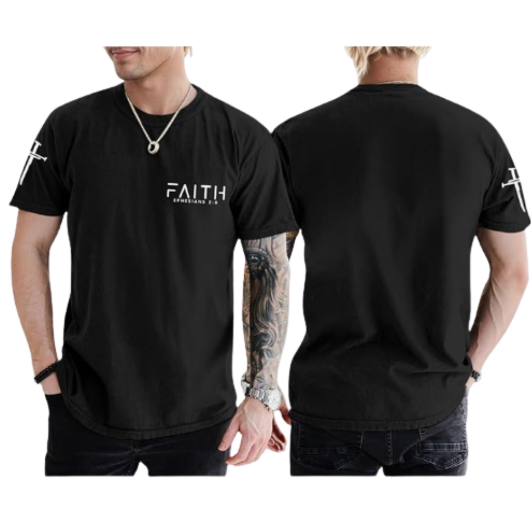 Men Faith Graphic Tee w/ Cross Sleeve
