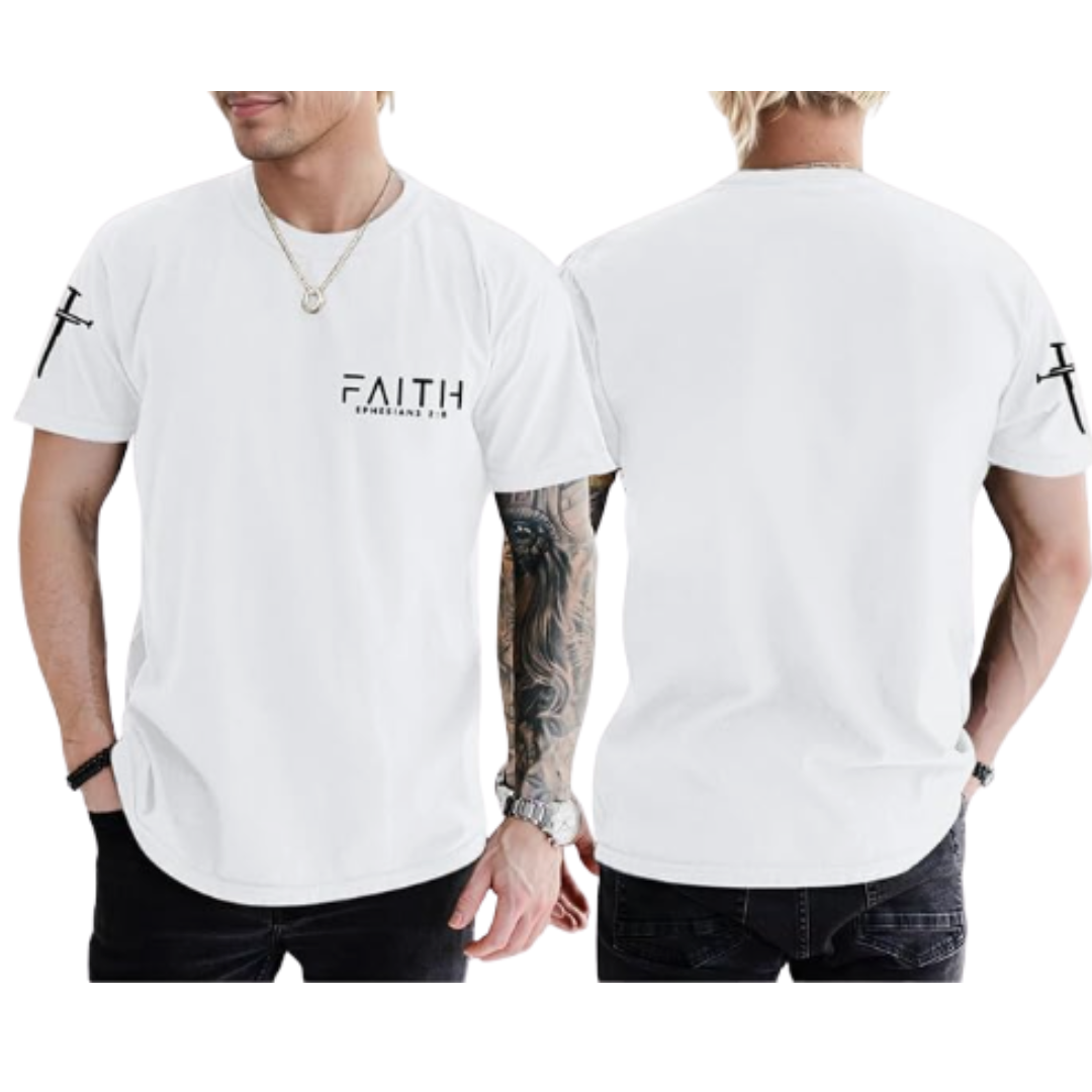 Men Faith Graphic Tee w/ Cross Sleeve
